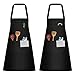 smatime 2 Pzs Delantales de Cocina para Mujer Hombre Unisex Chef Delantal Negro Delantales del Cocinero con Bolsillo Delantal de Barbacoa Delantale Impermeable para Restaurante Trabajo Hornear Artista
