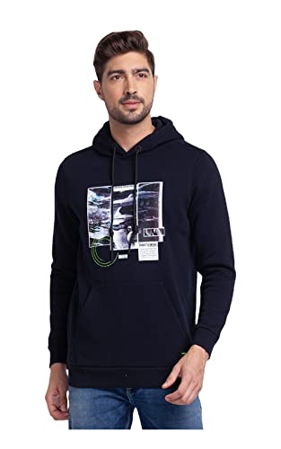 Image of Spykar Men's Cotton Hooded Neck Sweatshirt
