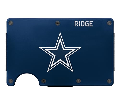 The Ridge NFL Wallet - Dallas Cowboys - Slim Wallet Card Holder Carry up to 12 Cards RFID Safe Blocks Chip Readers Minimalist Wallet With Cash Strap & Extra Money Clip