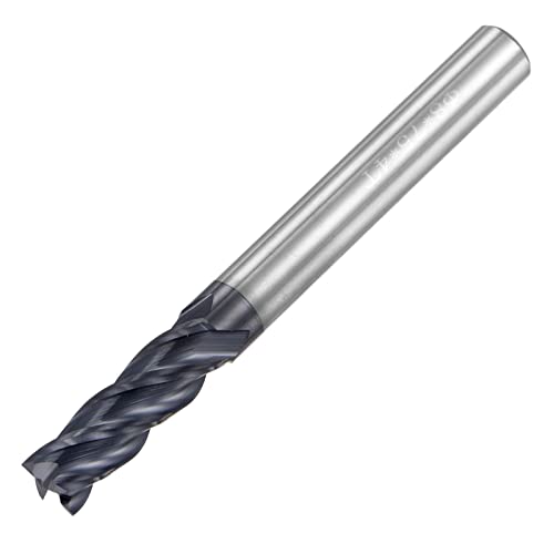 Image of uxcell Square Nose End Mill, 8mm Tip Dia Solid Carbide AlTiN Coated CNC Router Bits 4 Flute Spiral Milling Cutter HRC45 with 8mm Shank 75mm (3-inch) Length