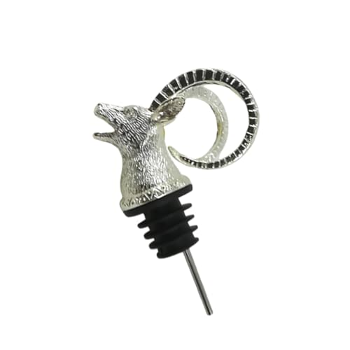 Gatuida Vertedor de Vino con Cabeza de Antílope Inoxidable Tapón Creativo para Botellas Aireador y Conservador para Fiestas Bares y Restaurantes Diseño Divertido y Ligero Color Plateado