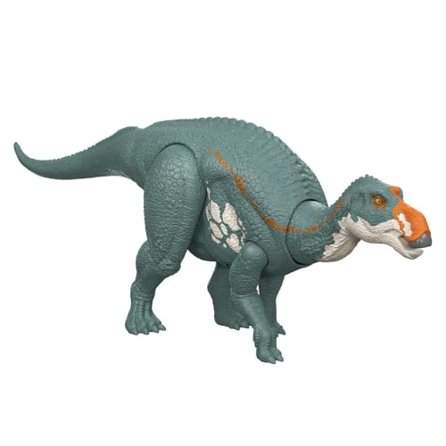 Image of Mattel Jurassic World Rebirth Wild Roar Maiasaura Dinosaur Toy with Tail-Controlled Chomp Multi-Direction Attack & Sound, Posable & Digital Play