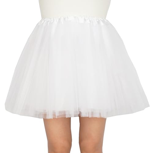 DMLBC Women Adult Teens Tutu Skirts 4 Layers with Lining Woman Running Tutu Skirts Halloween Costumes (US Alpha Large Regular Regular White)