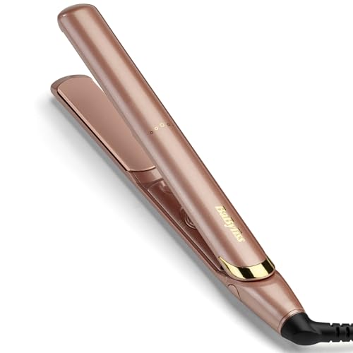 BaByliss Rose Gold Hair Straighteners - Ceramic Plates for Smooth Styling Multi-Voltage Worldwide use Ultra-Fast 15 Second Heat Up 3 Heat Settings Up to 235C 2598U