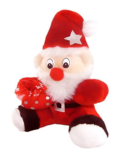 Image of Tickles Christmas Santa Claus with Gift Bag Stuffed Soft Plush Toy for Kids Room (Size: 26 cm Color: Red)