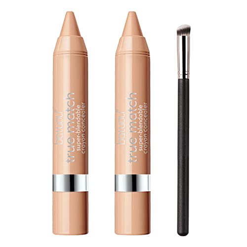 BASTOUR Lot de 2 correcteurs liquides beiges anti-cernes avec un pinceau anti-cernes pour un maquillage parfait, opacité variable et effet adoucissant immédiat