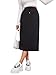 SOFIA'S CHOICE Women's Drawstring Skirt High Waist A Line Midi Skirts with Pockets Black Small
