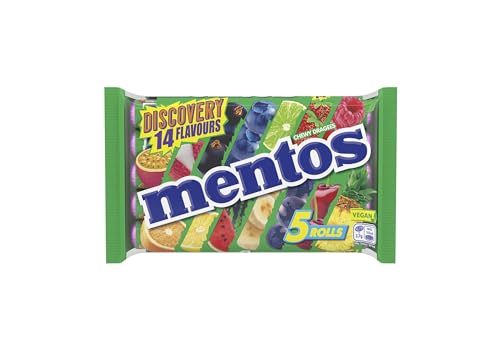 Mentos Discovery Soft Chews Party Sweets With Natural Colours 14 Unique Flavours Suitable for Vegetarians and Vegans - 5 Rolls