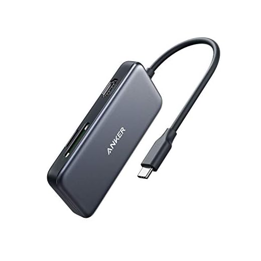 Anker Premium 5-i-1 USB-C-hub, 4K USB-C till HDMI-adapter, SD/TF-minneskortläsare, med 2 USB 3.0-portar, för MacBook Pro 2016/2017/2018, Chromebook, XPS och många fler