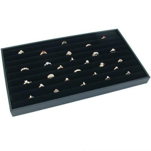 Image of Ring Velvet Jewellery Drawer Organizer Tray Stackable Jewellery Tray for Drawer(Black)