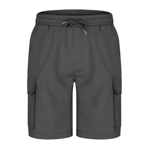 Image of Men's Cargo Sweat Shorts Casual Drawstring Elastic Waist Athletic Workout Gym Jogger Shorts with Multi Pockets