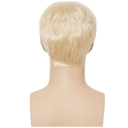 Image of Swiking Mens Short Blonde Wig Natural Synthetic Hair Wigs Halloween Costume Daily Party Wig