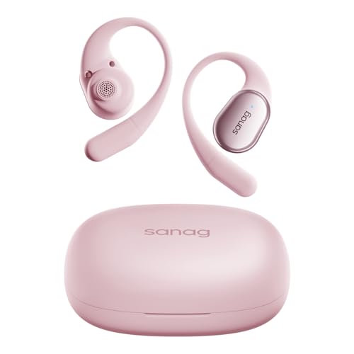 SANAG C16S Auriculares Bluetooth Deportes, Auriculares Bluetooth 5.3, 56H de Reproducción, HiFi Estéreo Inalámbricos, con Micrófono de Alta Definición para Cancelación de Ruido, Rosa