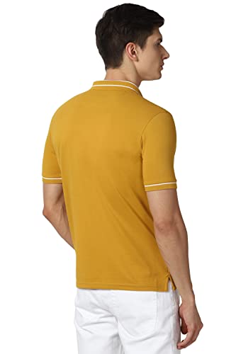 Image of Peter England Men's Regular Fit Insignia Half Sleeve Polo T-Shirt | Cotton Rich | Premium Pique Weave
