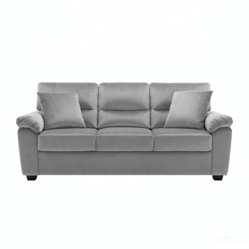 Image of Anderson Sofa Set for Living Room | Sectional Sofas | Premium Leather Sofa for Home Office | Leather Sofa Set | Leatherette Sofa (Light Grey Fabric, 3 Seater)