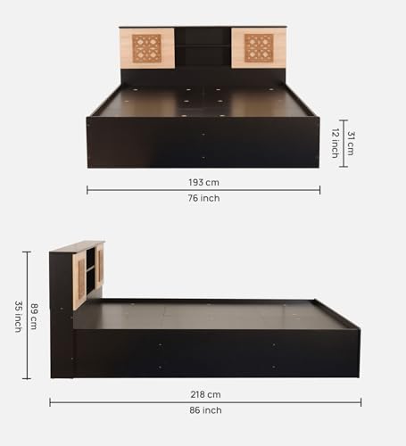 Image of Mintwud Pepperfry Solid Engineered Wood Waltz King Size Bed Without Storage | Space Saving Wooden Palang Furniture | Suitable for Living Room, Bedroom and Hotel (Wenge Finish)