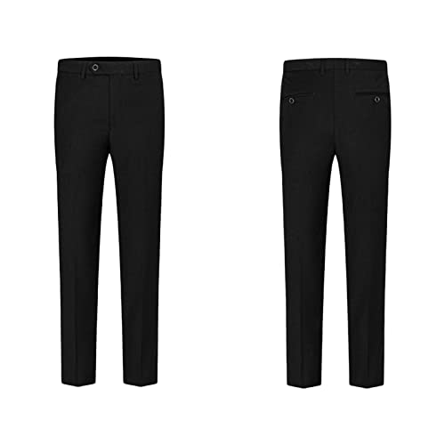 Herren 2 Teiliger chinesischer Tunika Anzug Schlankes Blazer Set mit Stehkragen Knopf Jacken Hosen Sets Traditionelles Uniform Bräutigam Kleid (M,Schwarz) – Bild 4