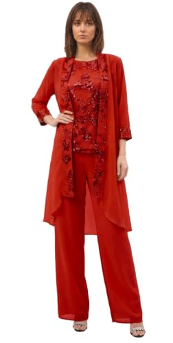 3 Piece Women's Mother of The Pantsuits Wedding LY002 Red