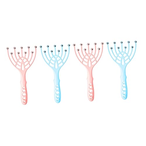 Hoement Masajeador de Cuero Cabelludo Multifunción de Mano 4 Piezas Garra Diseño Ergonómico Cuentas de Acero Pp para Alivio Estrés y Circulación Adecuado Hogar Oficina Uso Personal
