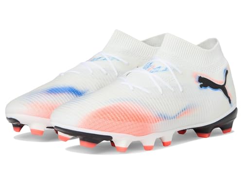 Puma Men's Future 8 Pro Firm, Artificial Ground Soccer Cleats, White/Black/Glowing Red, 9.5, Medium