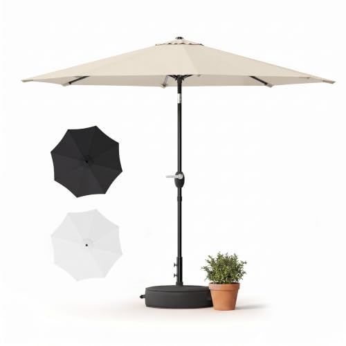 Image of Greesum 9FT Outdoor Patio Umbrella, Table Umbrella for Yard, Market, Heavy-Duty Waterproof Pool Umbrella with 8 Sturdy Ribs, UV Protection for Beach, Deck, Garden, Backyard