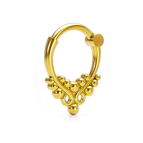 Clicker Septum Hoop 16g, Indian Piercing Jewelry, Unique Nose Ring, Handmade Jewelry by Umanative Design (18K Gold Vermeil)