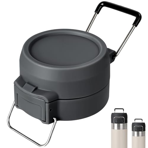 Lid Replacement for Stanley Quick Flip GO, Cover Cap for Stanley 24oz/36oz, BPA-Free Push Button, Leakproof Lid with Carry Loop for Travel/Sports, No Spill Reuse Top for StanleyAccessories,DarkGray