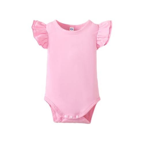 Image of LYSMuch Toddler Baby Girls T Shirt Ruffle Sleeveless Kids Cotton Tshirt Solid Color Blouse