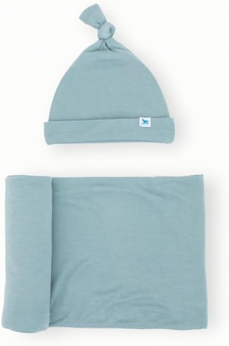 Little Unicorn Juego de manta y gorro de punto elástico, súper suave, manta de bebé grande para envolver, eructar, lactancia, gorro para recién