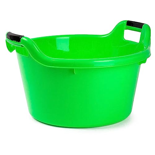 Tradineur - Cubo, Barreño, Tina Multiusos - Fabricado en plástico - Producto y Utensilio de Limpieza - Forma Redonda con Asas - Capacidad de 17 litros - Ø 41,5 cm - Color Verde