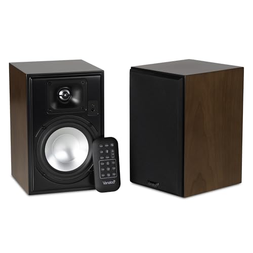Image of Vanatoo Cherry Transparent One Encore Plus Near Field Studio Monitor Speakers Pair for TV, PC, Gaming. Powered Speakers for Desktop and Room. AUX, USB, Bluetooth, Toslink Optical, Coax, Remote.