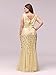 Ever-Pretty Women's Double V-Neck Sequin Embroidery Bodycon Plus Size Evening Dress Gold US20
