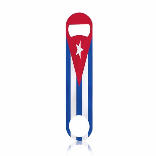TASDANA Cuba Waving Flag Stainless Steel Bottle Opener National Flag Star Triangle Striped Geometric Streak Red Blue Flat Beer Bottle Opener Keychain for Home Kitchen Bar Restaurant Party Gift