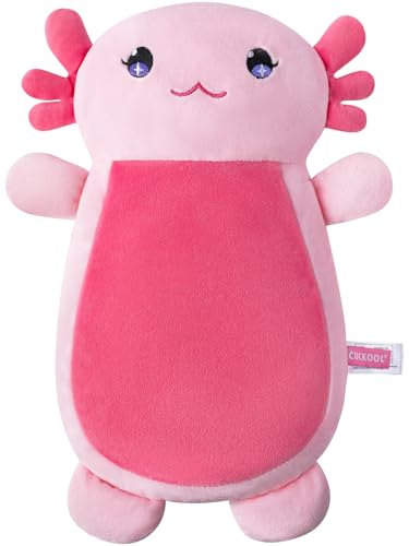 Image of Microwave Heating Pad for Pain Relief, 13 inch x 10 inch Microwavable Heating Pads for Cramps, Back Pain, Neck Shoulder, Muscles, Knee, Joints, Natural Heat Pack Moist Heat, Pink Axolotl
