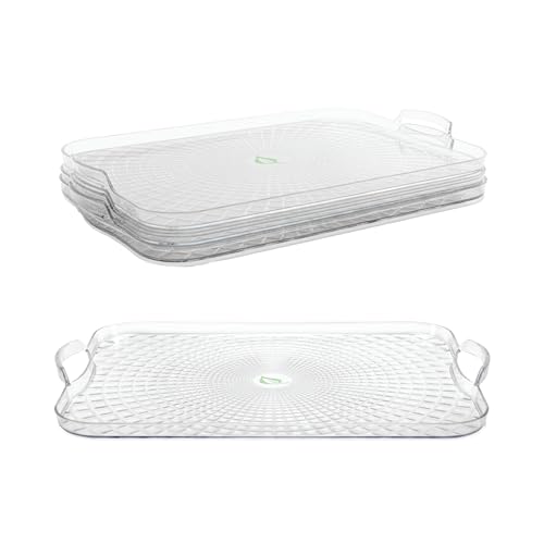 18 x 13 Inch Clear Rectangle Plastic Tray with Handles – Rectangular Serving Tray for Appetizers, Desserts, Snacks, Catering, Parties, and Buffet Displays (1)