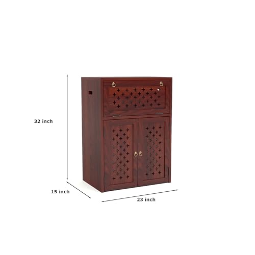Image of Solid Wooden Inverter Battery Cabinet | Single Battery Box | Wooden Inverter Battery Cabinet | Battery Box | Sheesham Wood, Standard (Mahogany Finish)