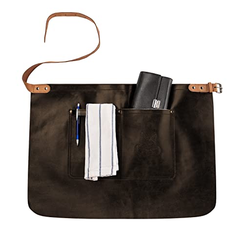 Black Forest Fox TIP HUNTER SOFT Taille Lederschürze Kochen Gaststätte-Bistro-Garten-halben Schürzen 2 Taschen Männer, Frauen, Chef, Bäcker, Kellner, Handwerker (One-Dark-Brown, Soft-Leder) Cover