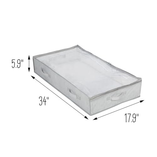 Honey-Can-Do 3-Pack Under Bed Fabric Storage Container Bags For Clothes & Blankets with Window and Handles, 34 x 17.9 x 5.9 Inches, Grey