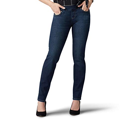 Lee Women's Sculpting Fit Slim Leg Pull On Jean, Infinity, 8 Petite