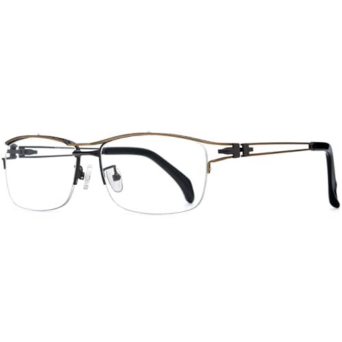Image of FONEX Pure Titanium Glasses Frame Men Semi Rimless Square Eyeglasses Eyewear DTX416
