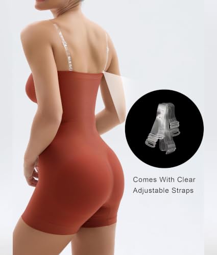 Image of SHAPERX Strapless Shortie Bodysuit for Women Tummy Control Shapewear Seamless Sculpt Body Shaper with Removable Straps