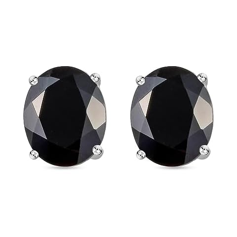 Black Spinel Stud Earrings in Sterling Silver Cover