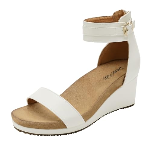 Image of DREAM PAIRS Women's Open Toe Buckle Ankle Strap Platform Wedge Sandals Summer Shoes.