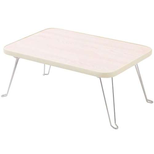 life_mart 折りたたみテーブル 【 70×48cm 折りたたみ ローテーブル 】 折りたたみ式 コンパクト 収納 省スペース 軽量 木目 折り畳み おしゃれ 折れ脚 ちゃぶ台 (45×30cm, ホワイト)