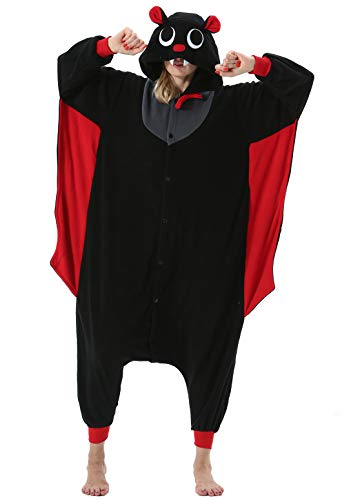 ULEEMARK Womens Adult Pajamas Unisex Animal Onesies Novelty Pyjamas Nightwear Halloween Homewear Cosplay Costume Loungewear Onepiece Bat S(148-155CM)