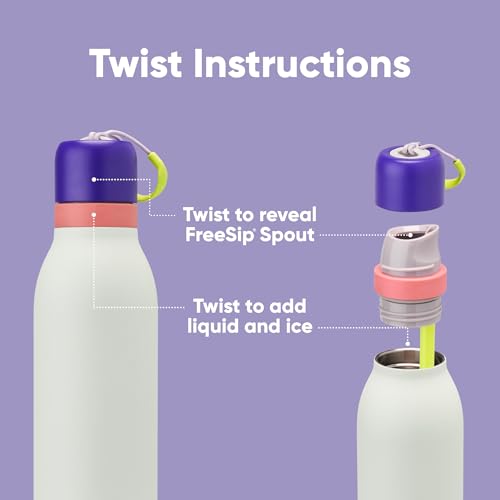 Owala FreeSip Twist Insulated Stainless Steel Water Bottle with Straw for Sports and Travel, 710ml, Blue, Green (Minty Horizons) - Image 3
