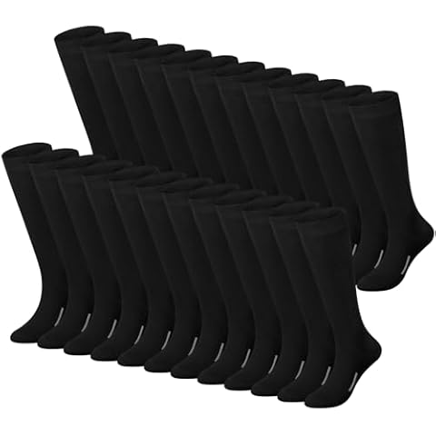 Haysandy 24 Pairs Soccer Socks Youth Baseball Football Softball Team Sock Bulk Unisex High Long Tube Sport Sock(Black) Cover