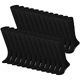 Haysandy 24 Pairs Soccer Socks Youth Baseball Football Softball Team Sock Bulk Unisex High Long Tube Sport Sock(Black)