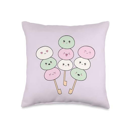 Kawaii Dango Mochi Japanese Food by GB Dango Japanese Food Cute Kawaii Pastel Mochi Lavender Throw Pillow, 16x16, Multicolor