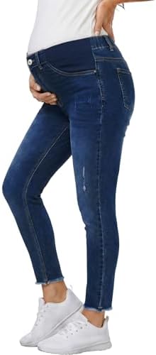 BLENCOT Maternity Skinny Jeans for Women Stretchy High Waisted Ri...